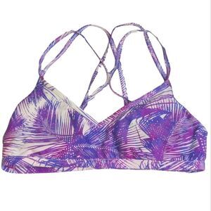 Speedo criss-cross strap pink and purple tropic print bikini swim top Large